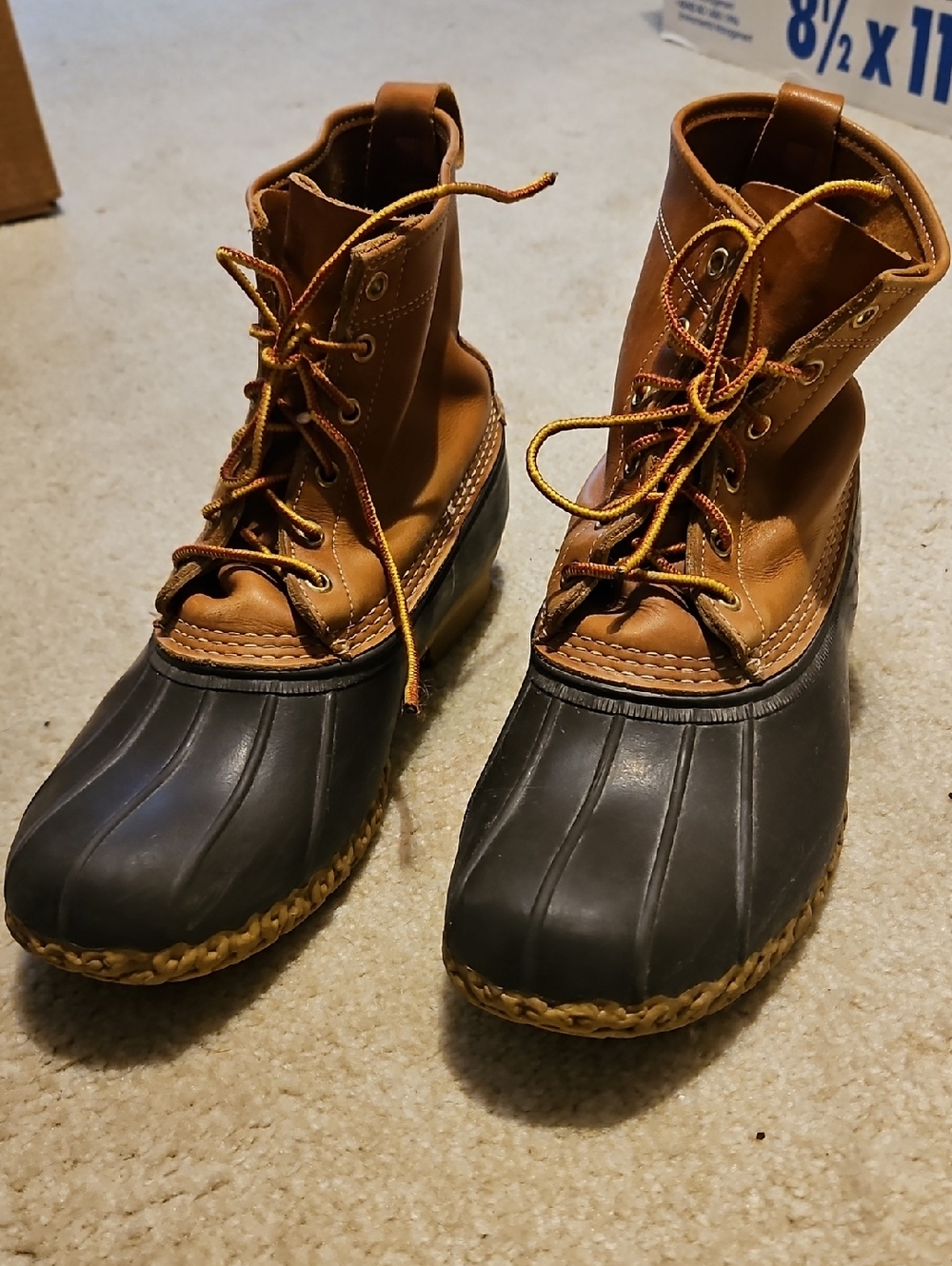 LL Bean 8" Classic Brown and Black Waterproof Men’s Duck Boots - Size 11 W.